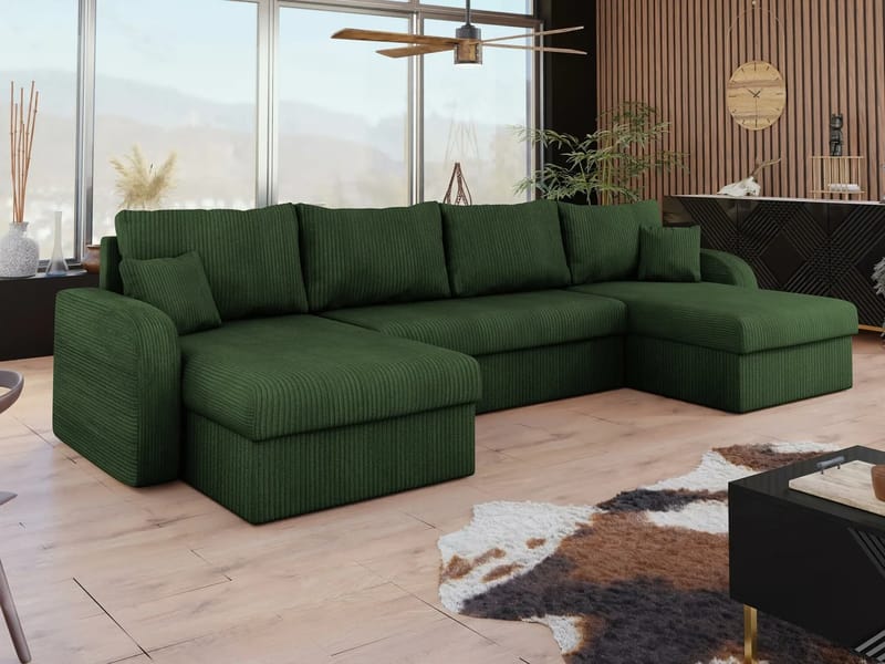 Kintore 4-sits Hörnbäddsoffa Black/Light grey - Huonekalut - Sohva - Vuodesohva