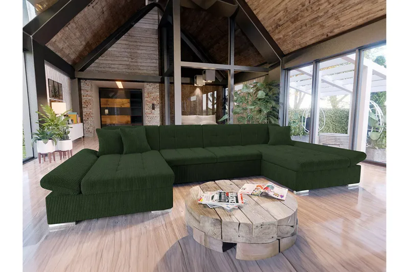 Kintore 4-sits Hörnbäddsoffa Dark green - Huonekalut - Sohva - Vuodesohva