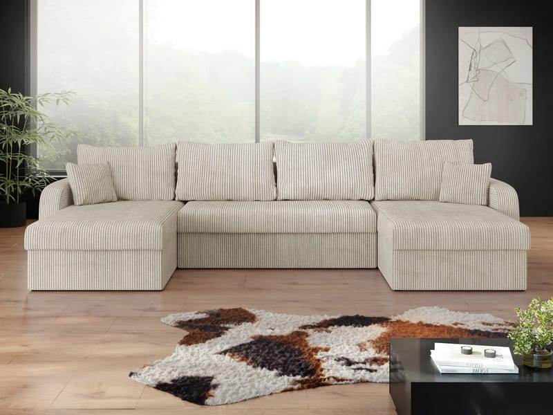 Kintore 4-sits Hörnbäddsoffa Grey/wood||Grey/Black - Huonekalut - Sohva - Vuodesohva