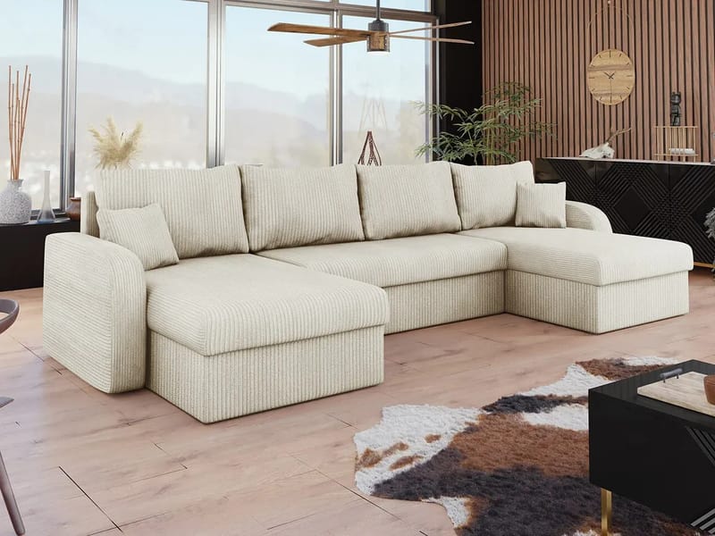 Kintore 4-sits Hörnbäddsoffa Grey/wood||Grey/Black - Huonekalut - Sohva - Vuodesohva