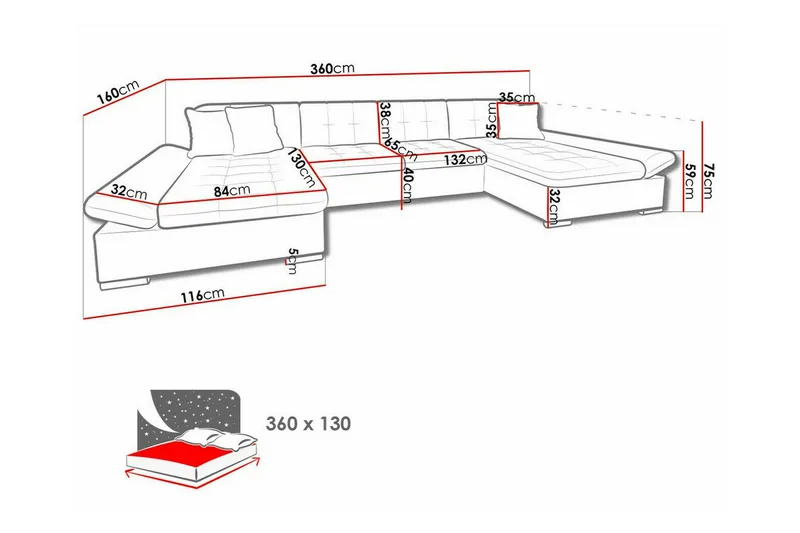 Kintore 4-sits Hörnbäddsoffa NO_BRAND beige - Huonekalut - Sohva - Vuodesohva