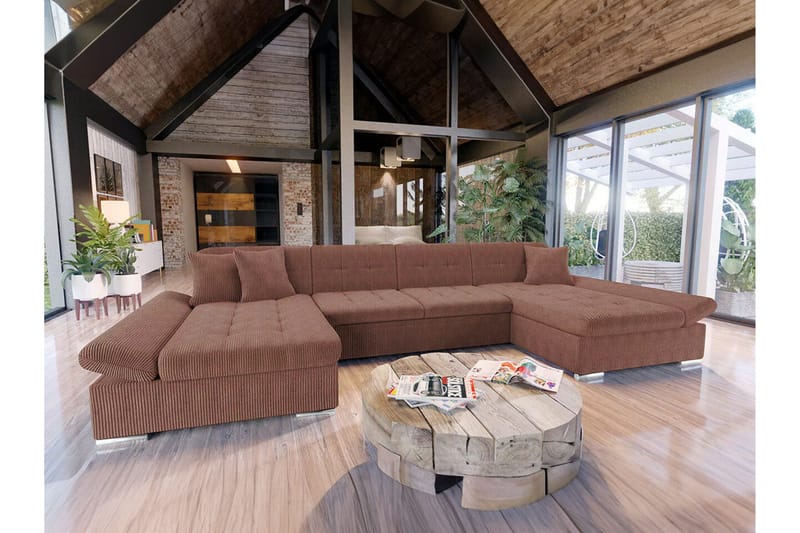 Kintore 4-sits Hörnbäddsoffa NO_BRAND Brown - Huonekalut - Sohva - Vuodesohva