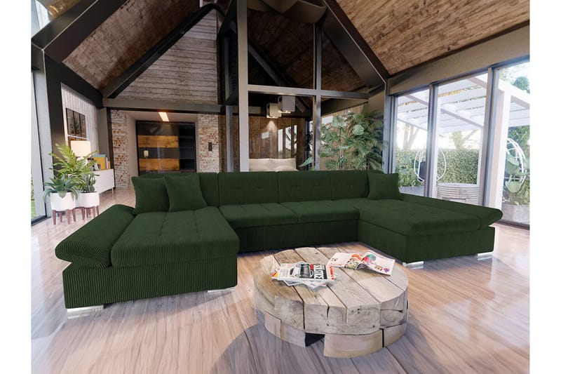 Kintore 4-sits Hörnbäddsoffa NO_BRAND Dark green - Huonekalut - Sohva - Vuodesohva