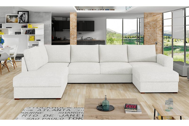 Kintore 4-sits Hörnbäddsoffa NO_BRAND White - Huonekalut - Sohva - Vuodesohva