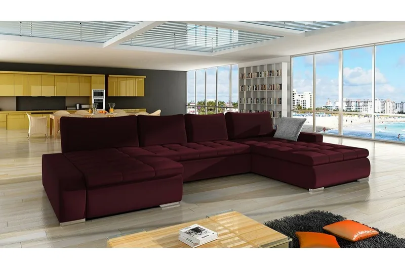 Kintore 4-sits Hörnbäddsoffa NO_BRAND Wine red - Huonekalut - Sohva - Vuodesohva