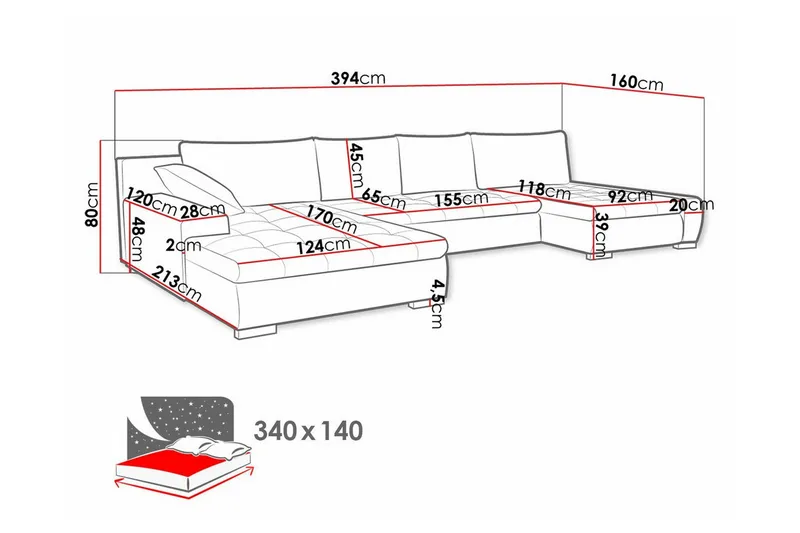 Kintore 4-sits Hörnbäddsoffa Wine red - Huonekalut - Sohva - Vuodesohva