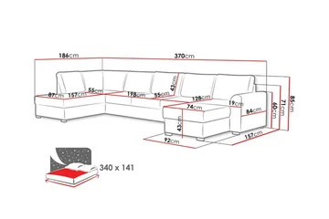 Kintore 6-sits Hörnbäddsoffa White - Huonekalut - Sohva - Vuodesohva