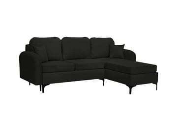 Knocklong 3-istuttava oikea vuodesohva 125x200 cm säilytystilalla kangasta - Musta - Huonekalut - Sohva - Vuodesohva