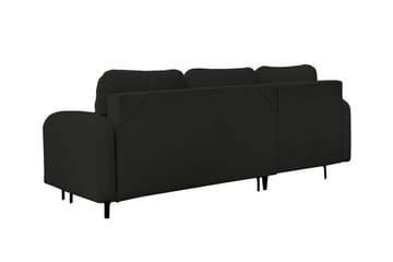 Knocklong 3-istuttava oikea vuodesohva 125x200 cm säilytystilalla kangasta - Musta - Huonekalut - Sohva - Vuodesohva