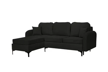 Knocklong 3-istuttava vasen vuodesohva 125x200 cm säilytystilalla samettia - Musta - Huonekalut - Sohva - Vuodesohva