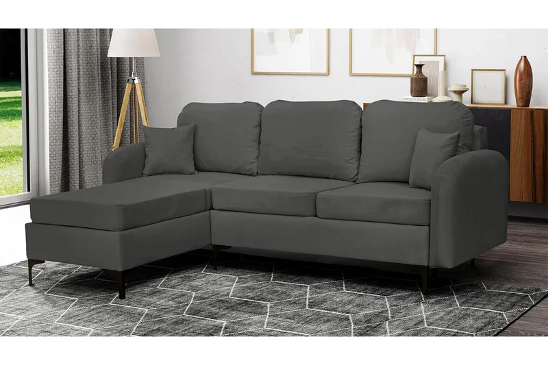 Knocklong 3-sits Hörnbäddsoffa Dark grey - Huonekalut - Sohva - Vuodesohva