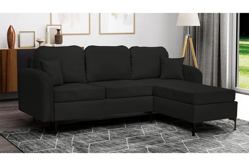 Knocklong 3-sits Hörnbäddsoffa NO_BRAND Black - Huonekalut - Sohva - Vuodesohva