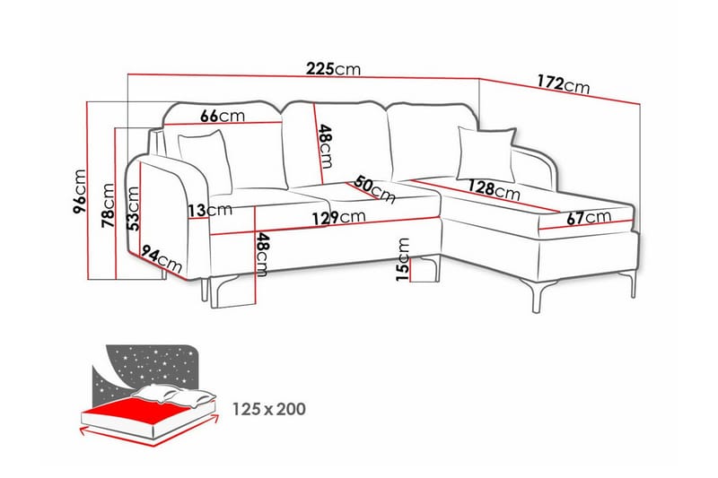 Knocklong 3-sits Hörnbäddsoffa NO_BRAND Dark grey - Huonekalut - Sohva - Vuodesohva