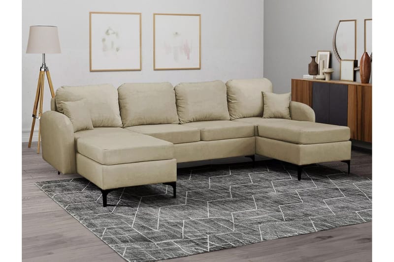 Knocklong 4-sits Hörnbäddsoffa NO_BRAND beige - Huonekalut - Sohva - Vuodesohva