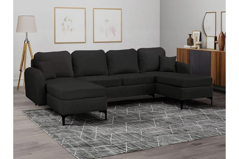 Knocklong 4-sits Hörnbäddsoffa NO_BRAND Black - Huonekalut - Sohva - Vuodesohva