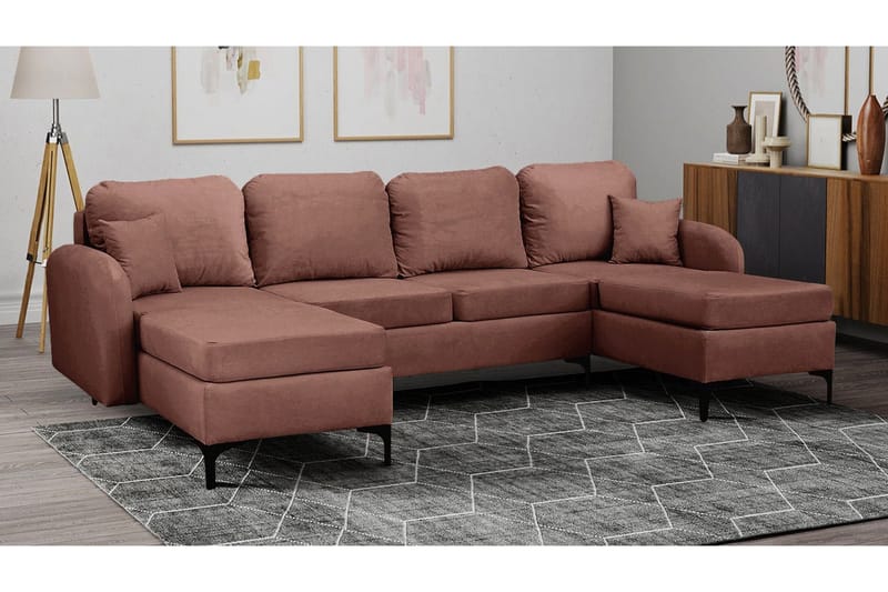Knocklong 4-sits Hörnbäddsoffa NO_BRAND Brown - Huonekalut - Sohva - Vuodesohva