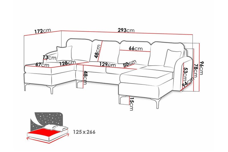 Knocklong 4-sits H örnbäddsoffa NO_BRAND Brown - Huonekalut - Sohva - Vuodesohva