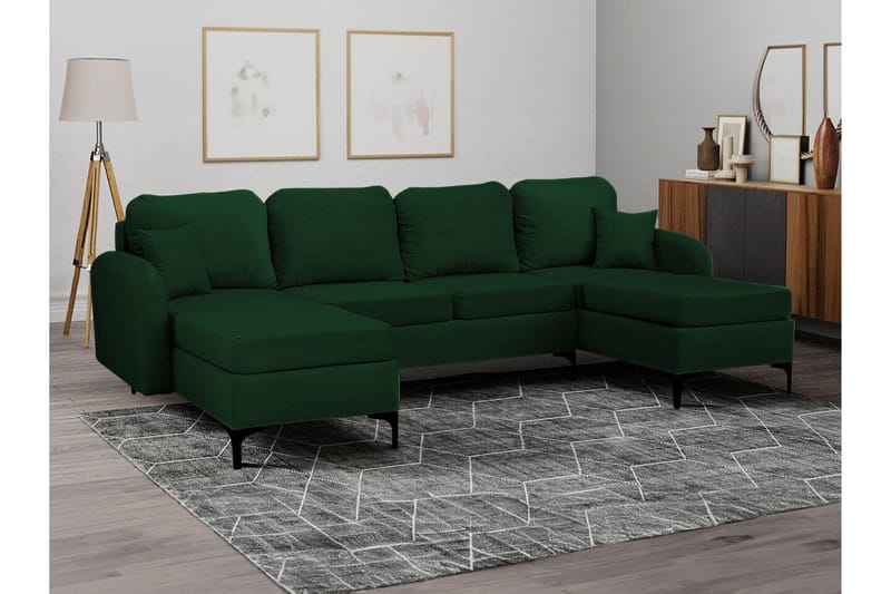 Knocklong 4-sits Hörnbäddsoffa NO_BRAND Dark green - Huonekalut - Sohva - Vuodesohva