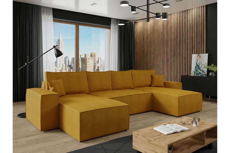 Knocklong 4-sits Hörnbäddsoffa NO_BRAND Yellow - Huonekalut - Sohva - Vuodesohva
