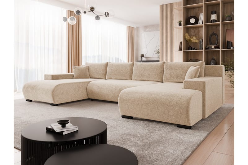 Krysen Vuodedivaanisohva, kaksoisdivaani, 4-istuttava - Beige - Huonekalut - Sohva - Vuodesohva