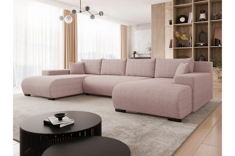 Krysen Vuodedivaanisohva, kaksoisdivaani, 4-istuttava - Rosa - Huonekalut - Sohva - Vuodesohva