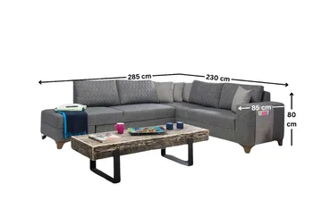 Kulmadivaanisohva vuodemekanismilla Atelier Del Sofa Loft Left (230 x 90 x 150 cm) Harmaa - Harmaa - Huonekalut - Sohva - Vuodesohva