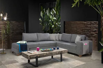 Kulmadivaanisohva vuodemekanismilla Atelier Del Sofa Loft Left (230 x 90 x 150 cm) Harmaa - Harmaa - Huonekalut - Sohva - Vuodesohva