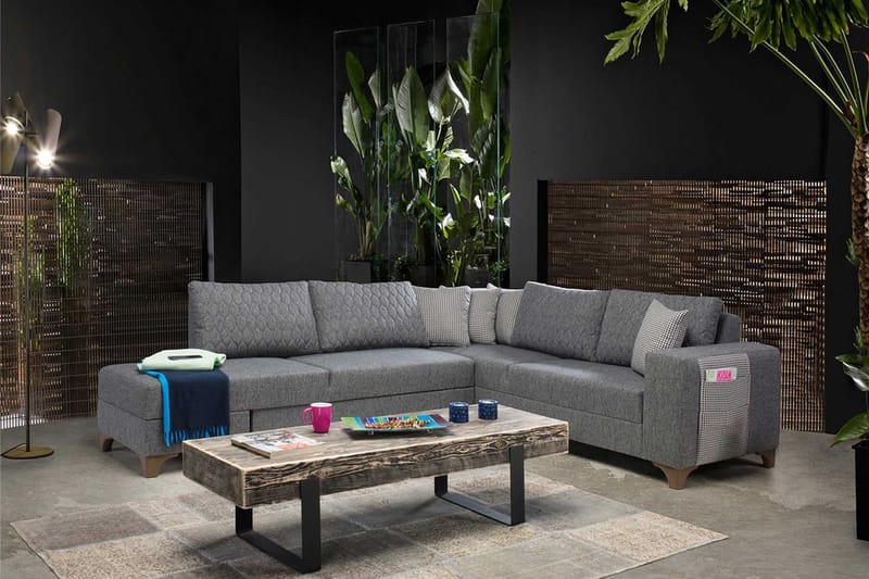 Kulmadivaanisohva vuodemekanismilla Atelier Del Sofa Loft Left (230 x 90 x 150 cm) Harmaa - Harmaa - Huonekalut - Sohva - Vuodesohva