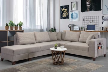 Kulmadivaanisohva vuodemekanismilla Atelier Del Sofa Loft Left (230 x 90 x 150 cm) kerma - Kerma - Huonekalut - Sohva - Vuodesohva