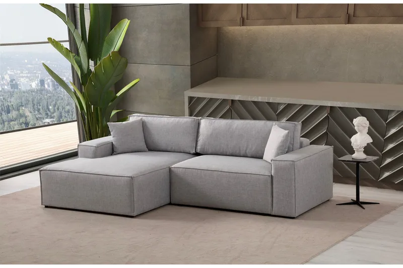 Kulmahenkilösohva Munehiro - Vaaleanharmaa - Huonekalut - Sohva - Vuodesohva