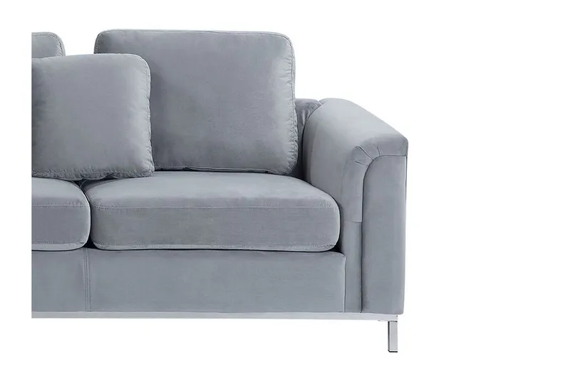 Kulmasohva 4:n ist H vuodetoiminnolla Sametti Harmaa OSLO - Harmaa - Huonekalut - Sohva - Vuodesohva