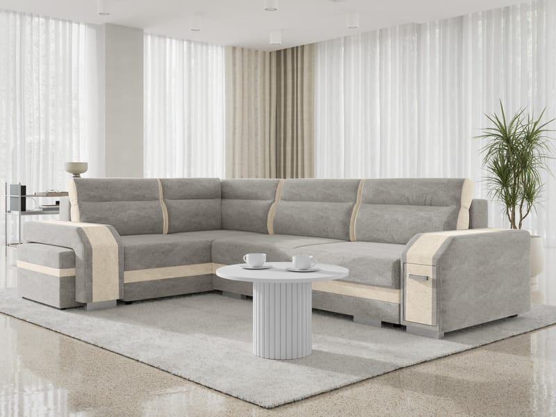 kulmasohva Assan Nazar 225.03 + Nazar 225.01 Vasenkätinen - harmaa, beige - Huonekalut - Sohva - Vuodesohva
