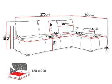 kulmasohva BESTII-kulmasohva Lumo 40 Oikea - Huonekalut - Sohva - Vuodesohva