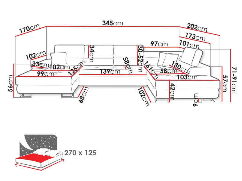 Kulmasohva Cotere Vasen - Huonekalut - Sohva - Vuodesohva