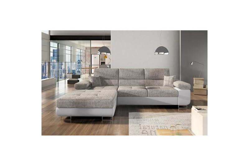 Kulmasohva Eltap Armando 289x85x203 cm, Berlin 01, Soft 17, harmaa, valkoinen, Vasen