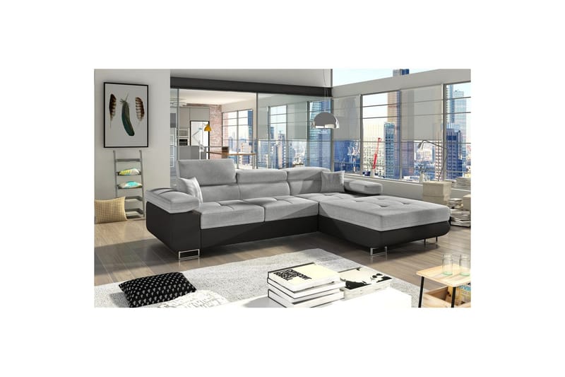 Kulmasohva Eltap Armando 289x85x203 cm, Sawana 21, Soft 11, Harmaa, Musta, Oikea