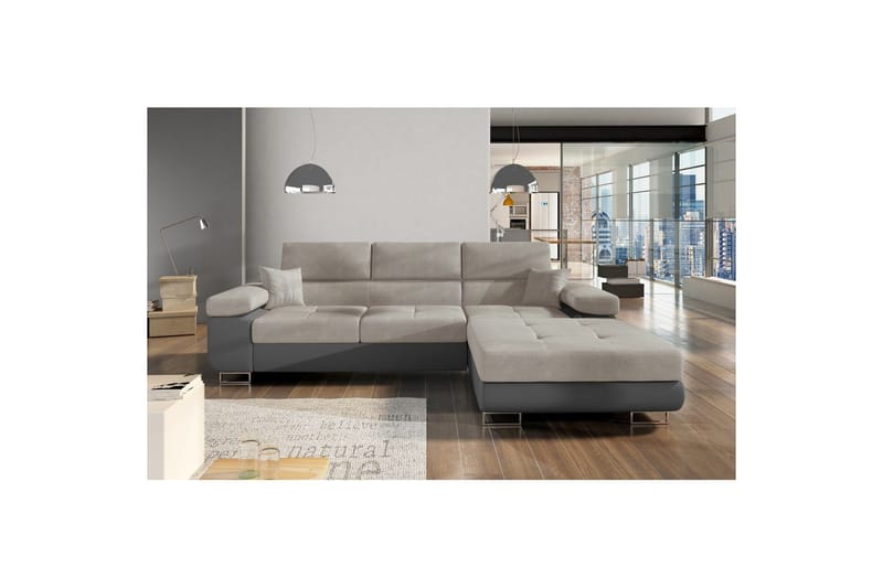 Kulmasohva Eltap Armando 289x85x203 cm, Soro 83, Soft 29, Valkoinen, Harmaa, Oikea