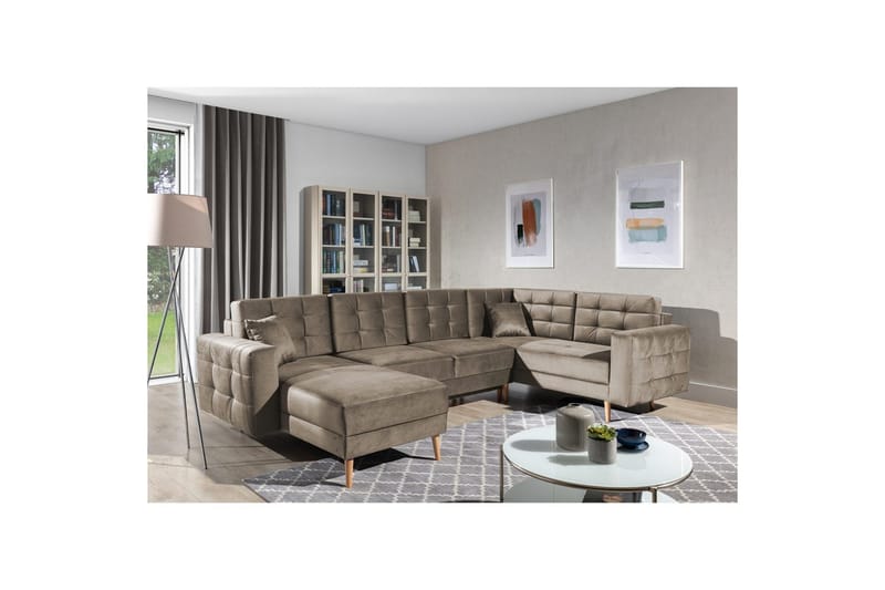 Kulmasohva Eltap Asgard U 326x202x93 cm - Monolith 09, Tumma beige - Huonekalut - Sohva - Vuodesohva