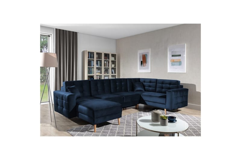 Kulmasohva Eltap Asgard U 326x202x93 cm - Monolith 79, Tummansininen - Huonekalut - Sohva - Vuodesohva