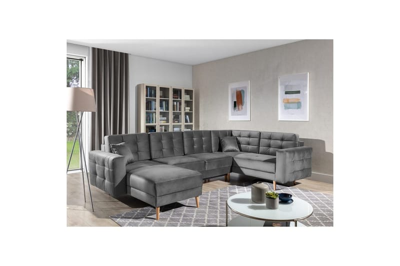 Kulmasohva Eltap Asgard U 326x202x93 cm - Monolith 85, Harmaa - Huonekalut - Sohva - Vuodesohva