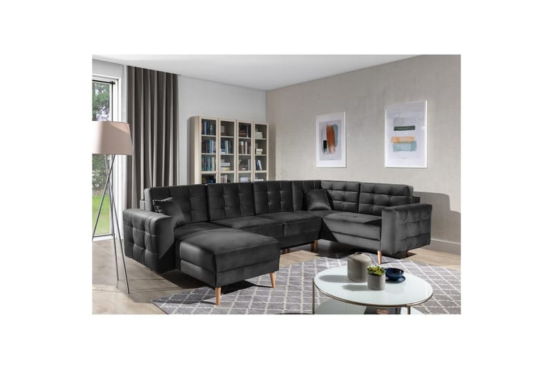 Kulmasohva Eltap Asgard U 326x202x93 cm - Monolith 97, Tummanharmaa - Huonekalut - Sohva - Vuodesohva