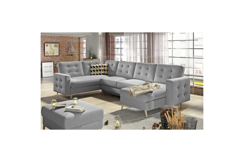 Kulmasohva Eltap Asgard U 326x202x93 cm - Soft 29, Harmaa - Huonekalut - Sohva - Vuodesohva