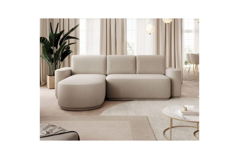 Kulmasohva Eltap Aurumm 285x92x180 cm - Amore 18, Beige, Vasen - Huonekalut - Sohva - Vuodesohva