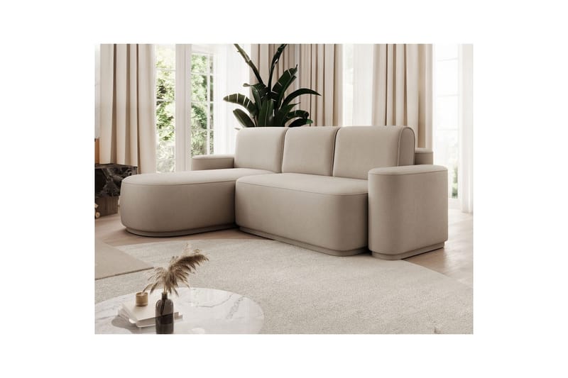 Kulmasohva Eltap Aurumm 285x92x180 cm - Amore 18, Beige, Vasen - Huonekalut - Sohva - Vuodesohva