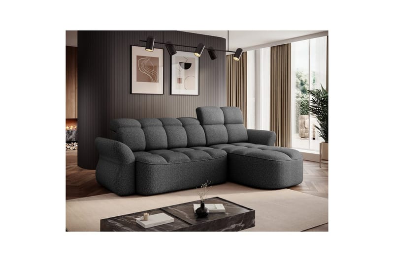 Kulmasohva Eltap Beneth 301x115x185 cm - Breona 04, Harmaa, Oikea - Huonekalut - Sohva - Vuodesohva