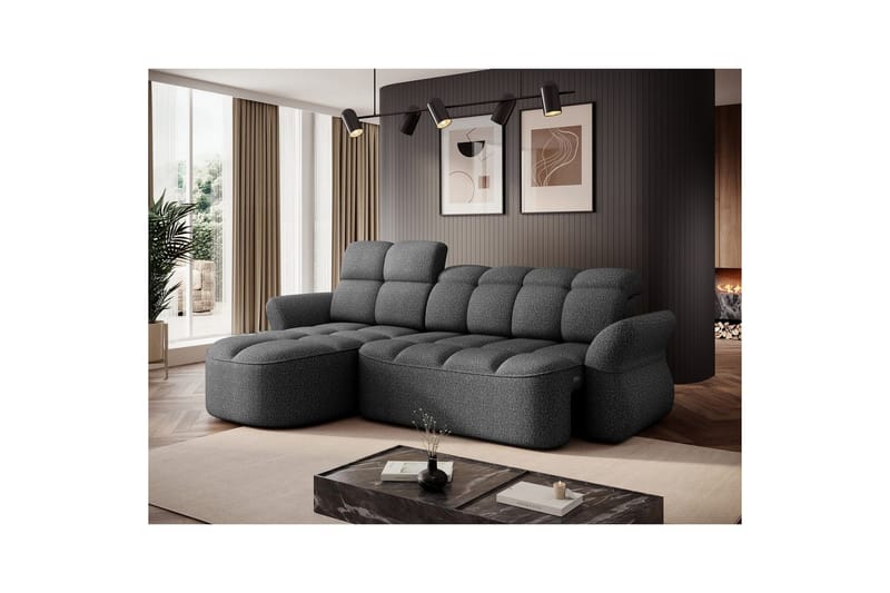 Kulmasohva Eltap Beneth 301x115x185 cm - Breona 04, Harmaa, Vasen - Huonekalut - Sohva - Vuodesohva