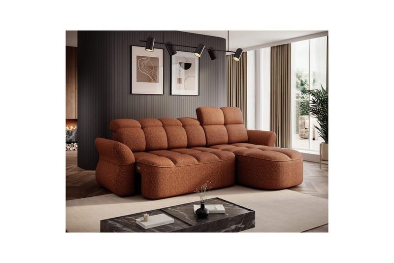 Kulmasohva Eltap Beneth 301x115x185 cm - Breona 30, oranssi, Oikea - Huonekalut - Sohva - Vuodesohva