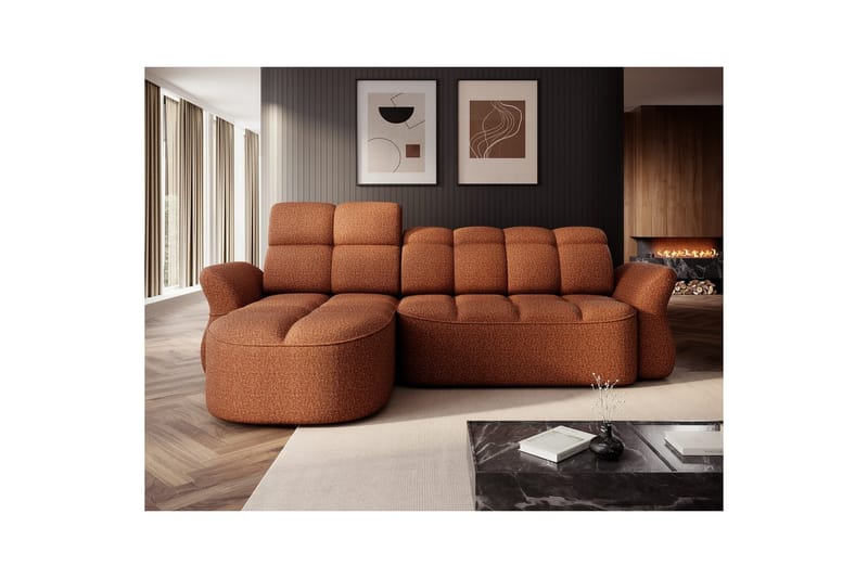 Kulmasohva Eltap Beneth 301x115x185 cm - Breona 30, oranssi, Vasen - Huonekalut - Sohva - Vuodesohva