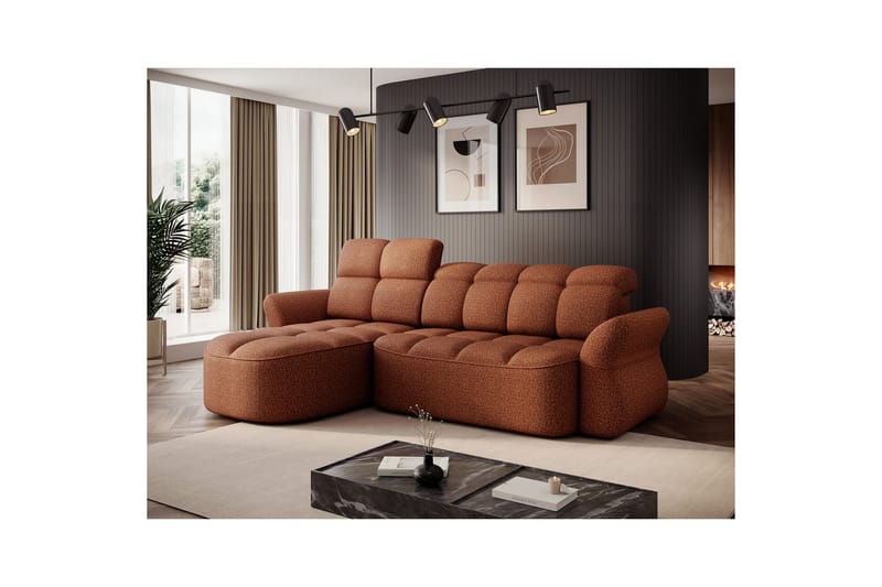 Kulmasohva Eltap Beneth 301x115x185 cm - Breona 30, oranssi, Vasen - Huonekalut - Sohva - Vuodesohva