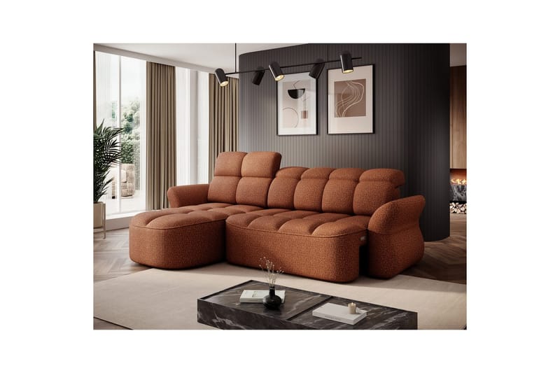 Kulmasohva Eltap Beneth 301x115x185 cm - Breona 30, oranssi, Vasen - Huonekalut - Sohva - Vuodesohva